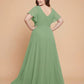 Avenleigh Classic A-Line Chiffon Plus Size Bridesmaid Dress with Light Fabric for Ceremony -N0333