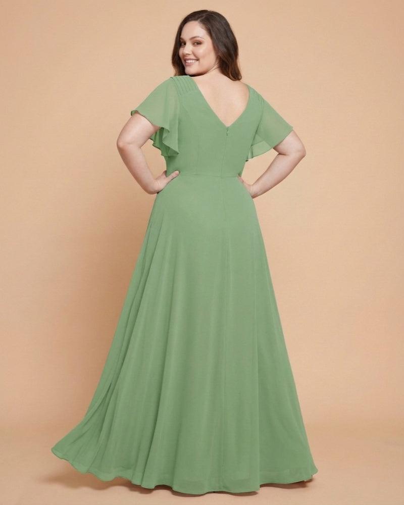 Avenleigh Classic A-Line Chiffon Plus Size Bridesmaid Dress with Light Fabric for Ceremony -N0333