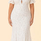 Plus Size Wedding Dress with Lace V Neck and Convertible Puff Sleeves