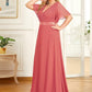 Plus Size Simple Empire Waist Flutter Sleeve Evening Dress