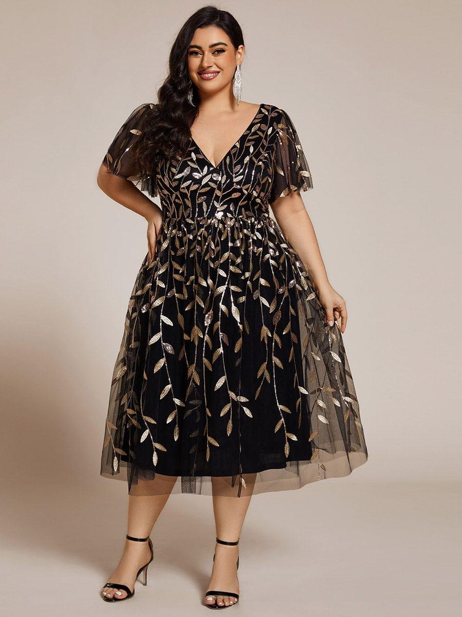 Plus Size Sparkly Midi Cocktail Dress