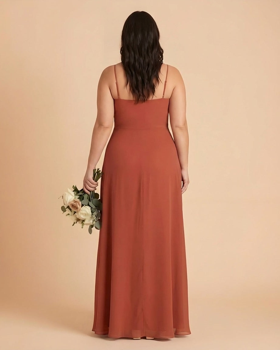 Silvarelle Plus Size Modern Lace Sheath Bridesmaid Dress with Fitted Silhouette for Wedding -N0367