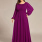 Plus Size See-Through Puff Sleeve Chiffon Mother Dress