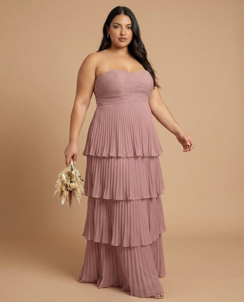 Chantarae Romantic Plus Size A Line Chiffon Bridesmaid Dress Sweetheart Floor Length Formal Gown For Wedding Guest Prom Wedding Events - N0372