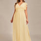 Plus Size Chiffon Pleated A-Line Back Cutout Bridesmaid Dress