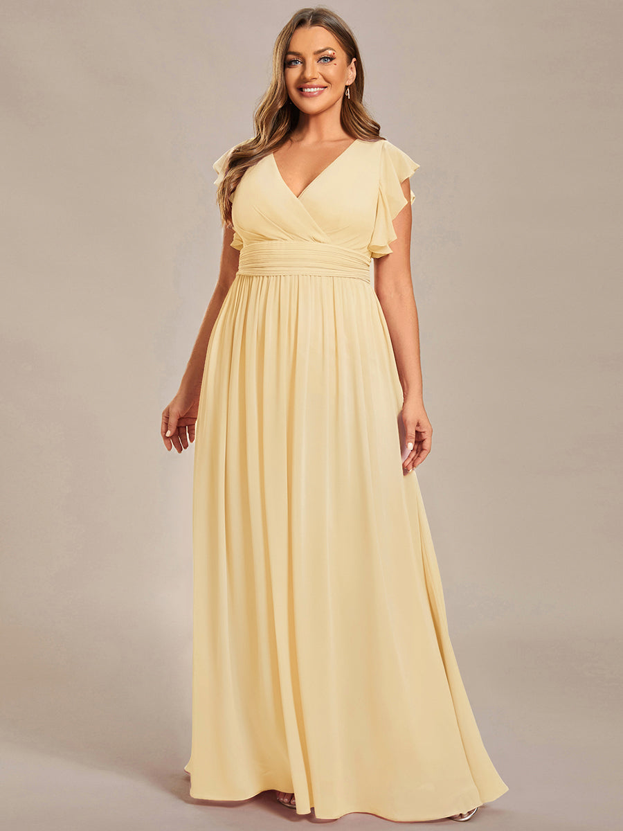 Plus Size Chiffon Pleated A-Line Back Cutout Bridesmaid Dress