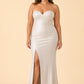Plus Size Strapless Bridesmaid Dress with Cutout Back Bow and Slit