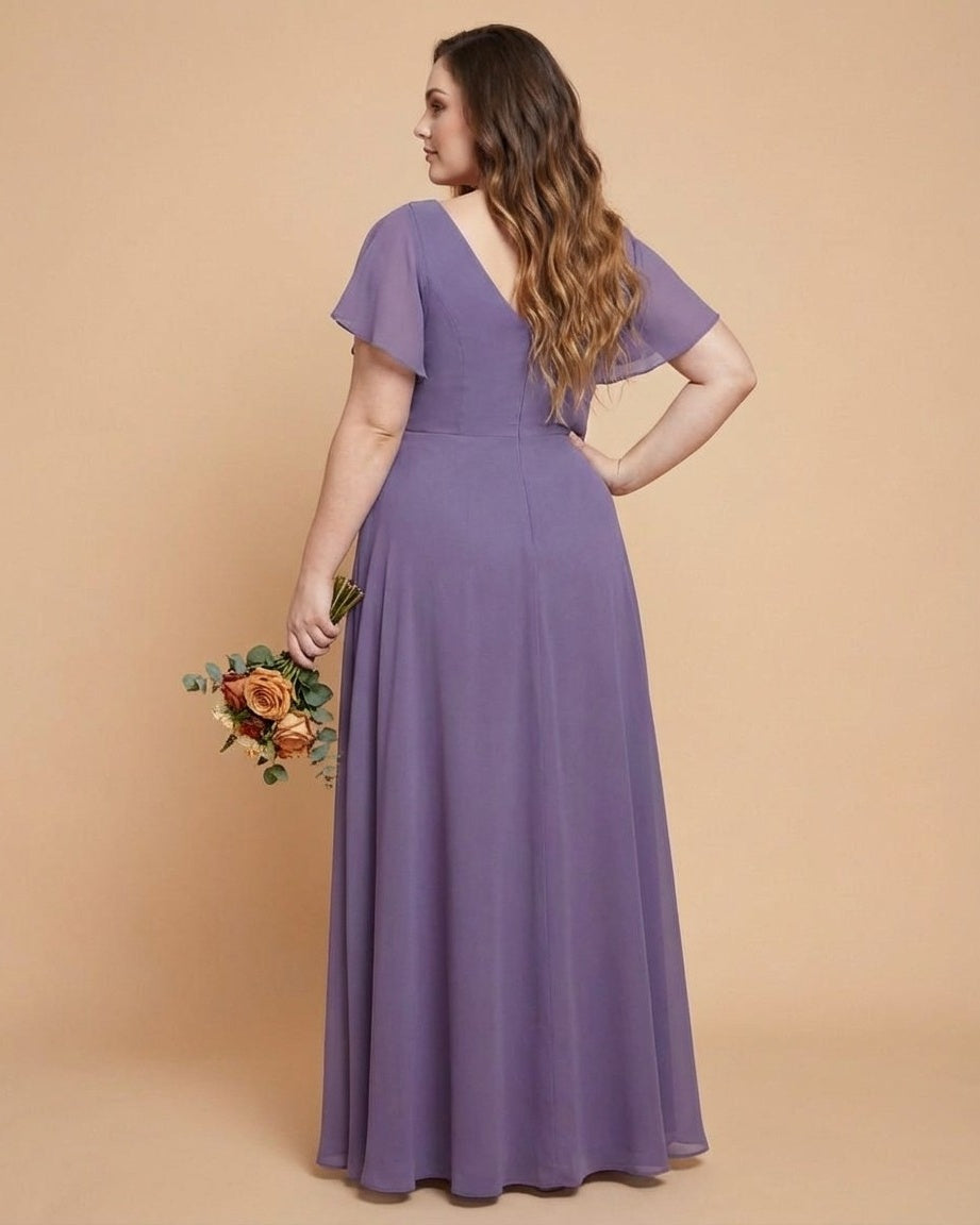 Avenleigh Plus Size Elegant A-Line Bridesmaid Dress with Pleated Chiffon for Wedding - N0340