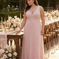 Silvarelle Minimalist Plus Size Sheath Bridesmaid Dress with Soft Chiffon for Wedding -N0365