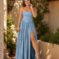 Plus Size Floral Burnout Bridesmaid Dress with Removable Straps and Lace Up Back