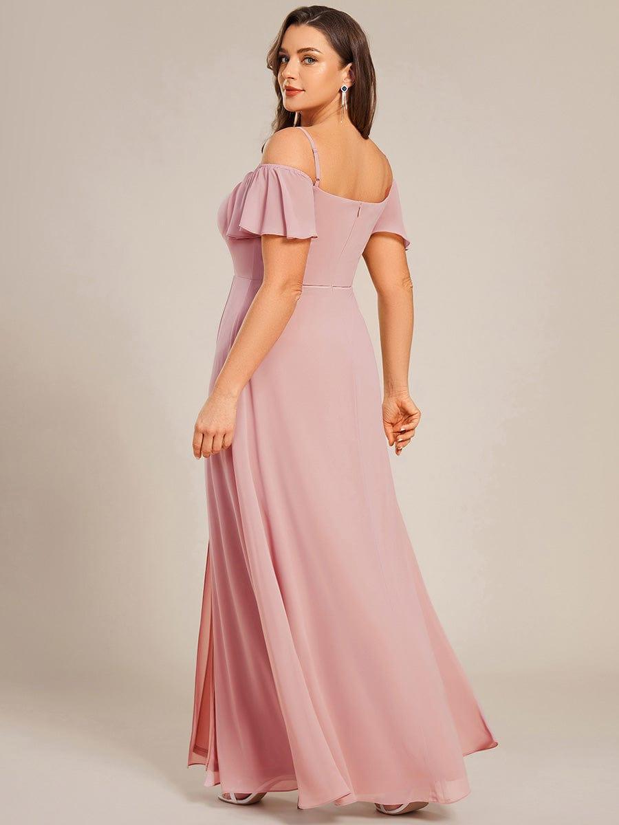 Plus Size Cold Shoulder Formal Bridesmaid Dress with Side Slit