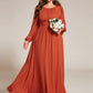Plus Size See-Through Puff Sleeve Chiffon Mother Dress
