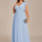 Plus Size Chiffon Pleated A-Line Back Cutout Bridesmaid Dress