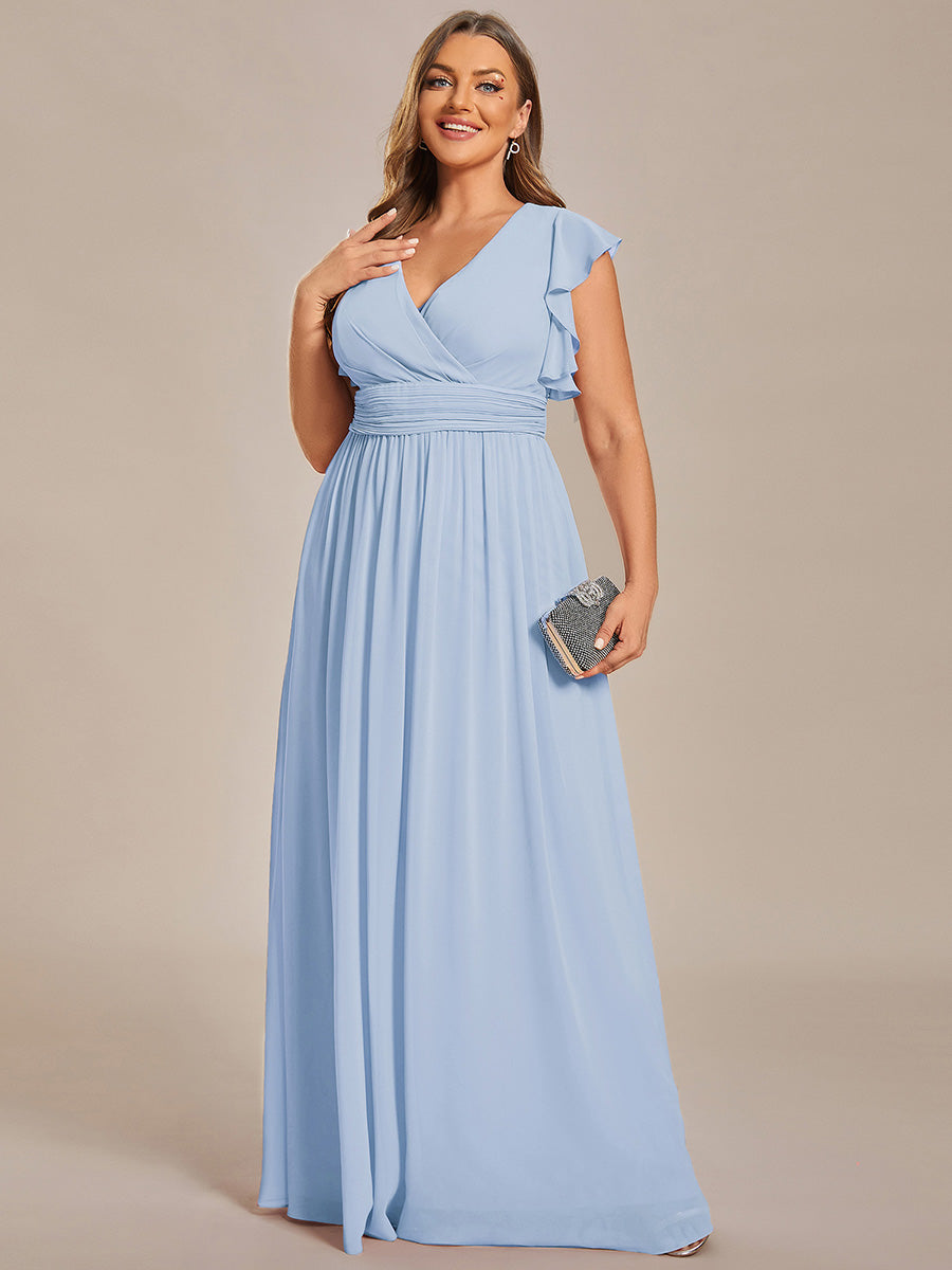 Plus Size Chiffon Pleated A-Line Back Cutout Bridesmaid Dress