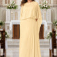 Flowy Sheer Cape Bridesmaid Dress Cuff Slit Design