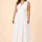 Elegant Plus Size Bridesmaid Dress with Lace Panel Back and Soft Pleats