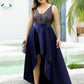 High Low Sleeveless Plus Size Dresses With Sequin for Evening