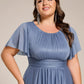 Plus Size Sequin Round Neck Asymmetrical Midi Wedding Guest Dress