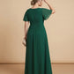 Petaline Elegant Chiffon A-Line Bridesmaid Gown with Short Sleeves N0324