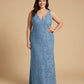Silvarelle Romantic Plus Size Sheath Lace Bridesmaid Dress with Floral Texture for Wedding -N0351