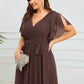 Plus Size Pleated Tie-Waist Chiffon Bridesmaid Dress
