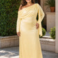 Romantic Bridesmaid Dress with One Shoulder Sleeve and Tie Accent