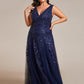 Plus Size Sparkling Sleeveless Leaf Sequin A-Line Formal Evening Dress