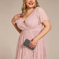 Plus Size Ruffled Lace Formal Evening Dress
