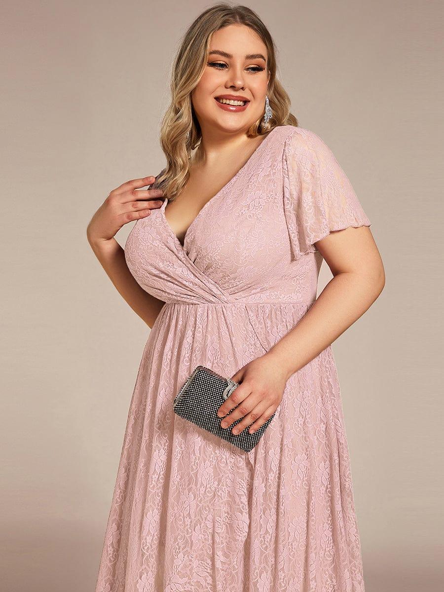 Plus Size Ruffled Lace Formal Evening Dress