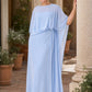 Flowy Sheer Cape Bridesmaid Dress Cuff Slit Design