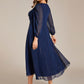 Plus Size Twist Knot Louts Leaf Long Sleeve A-Line Evening Dress