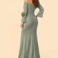 Plus Size Mother of the Bride Gown with Sculpted Flower Detail and Feminine Silhouette