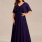 Plus Size Chiffon Formal Maxi Dress with Batwing Sleeves