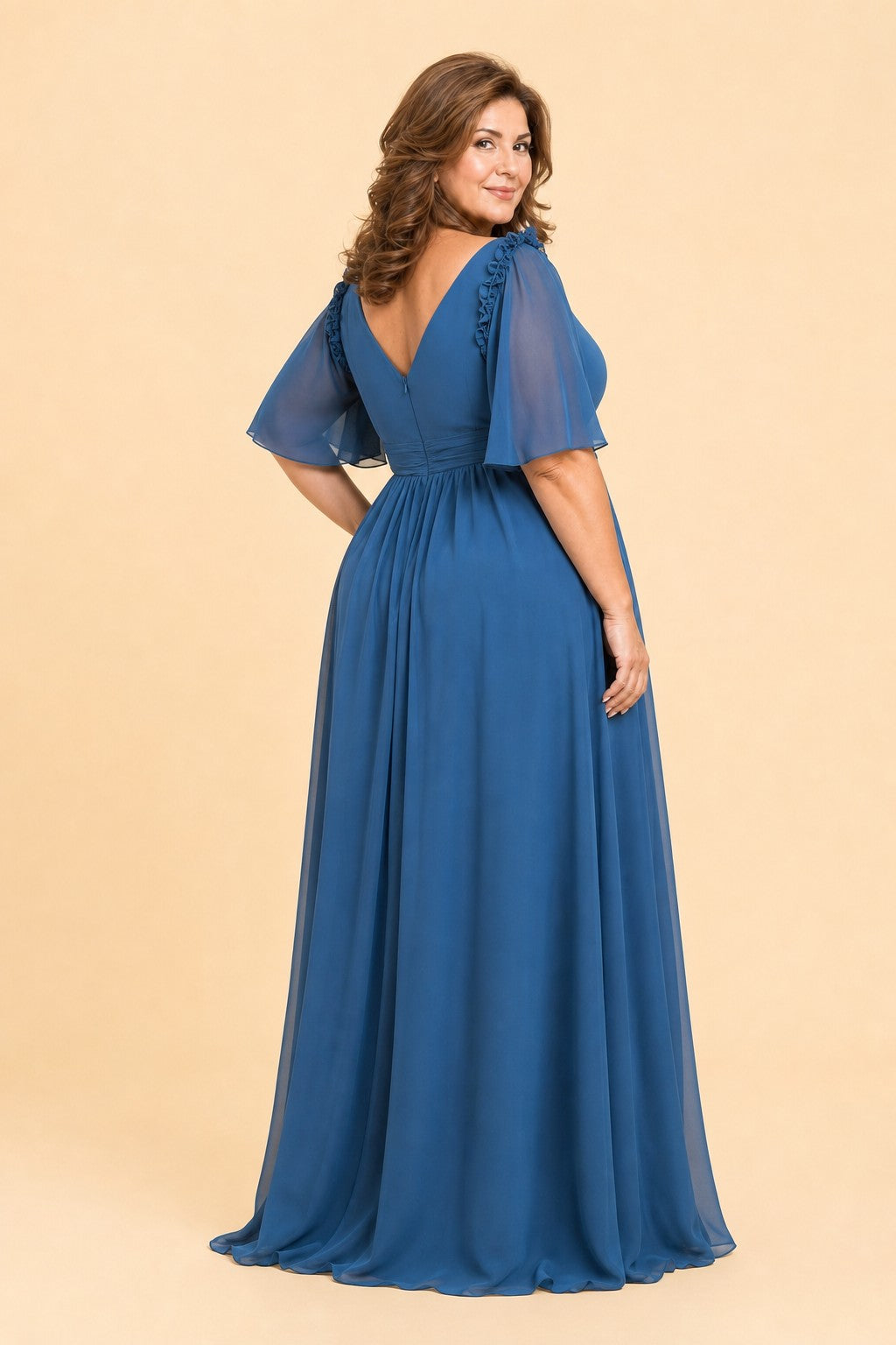 Chic Plus Size Mother Bridesmaid Dress Pleated A-Line Formal Gown Elegant Wedding Style Dress