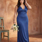Silvarelle Romantic Plus Size Sheath Satin Bridesmaid Dress with Smooth Finish for Wedding - N0358