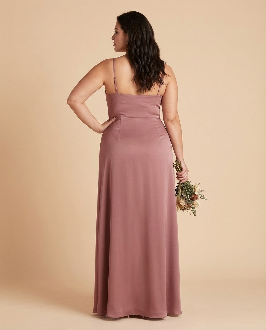 Silvarelle Plus Size Timeless Lace Sheath Floor Length Chiffon Bridesmaid Dress -N0366