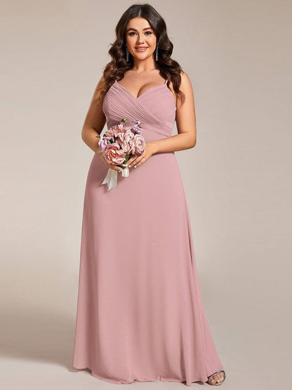 Plus Size Draped Back Criss-Cross Chiffon A-Line Bridesmaid Dress