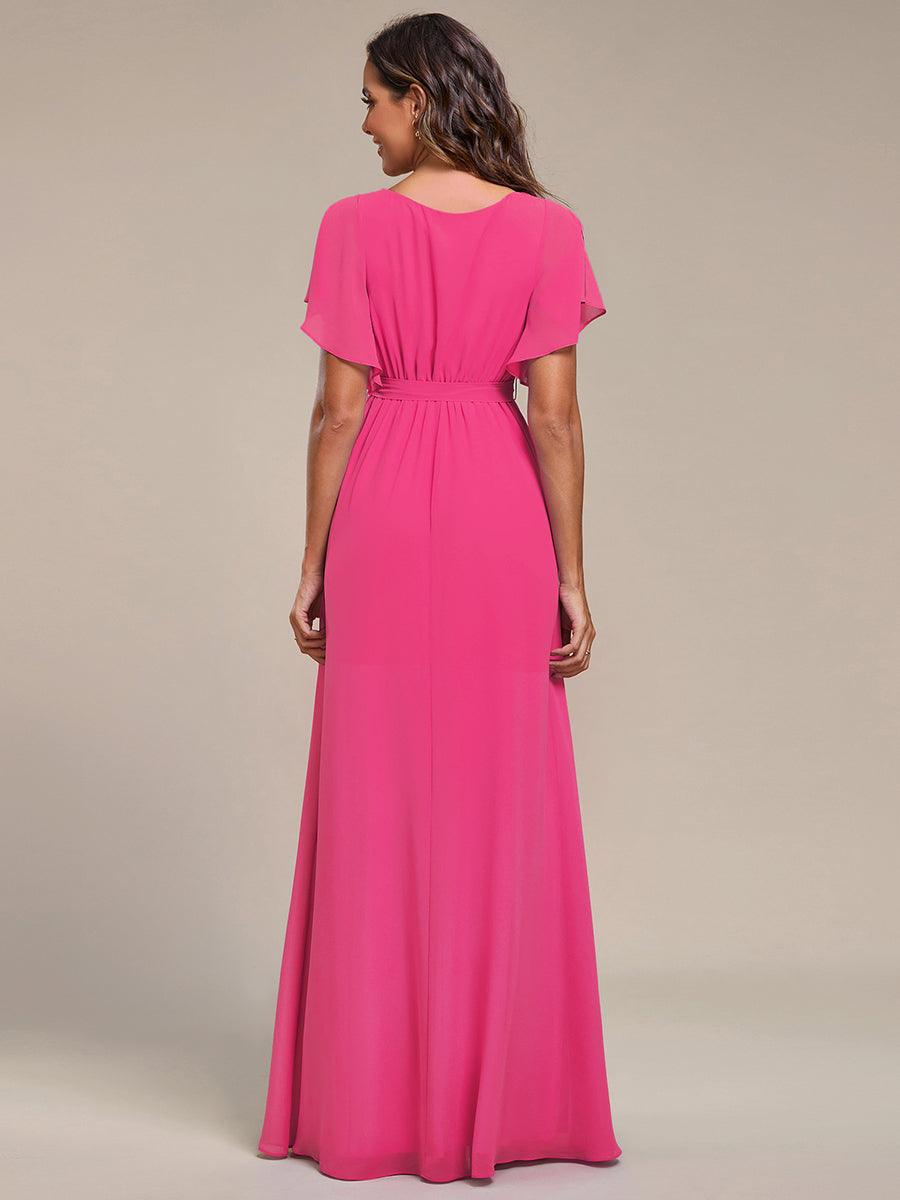 Plus Size Pleated Tie-Waist Chiffon Bridesmaid Dress