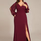 Plus Size Open Lantern Sleeve A-Line Bridesmaid Dress