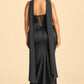 Strapless Satin Bridesmaid Dress with Open Back and Sculpted Silhouette