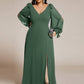 Plus Size Open Lantern Sleeve A-Line Bridesmaid Dress