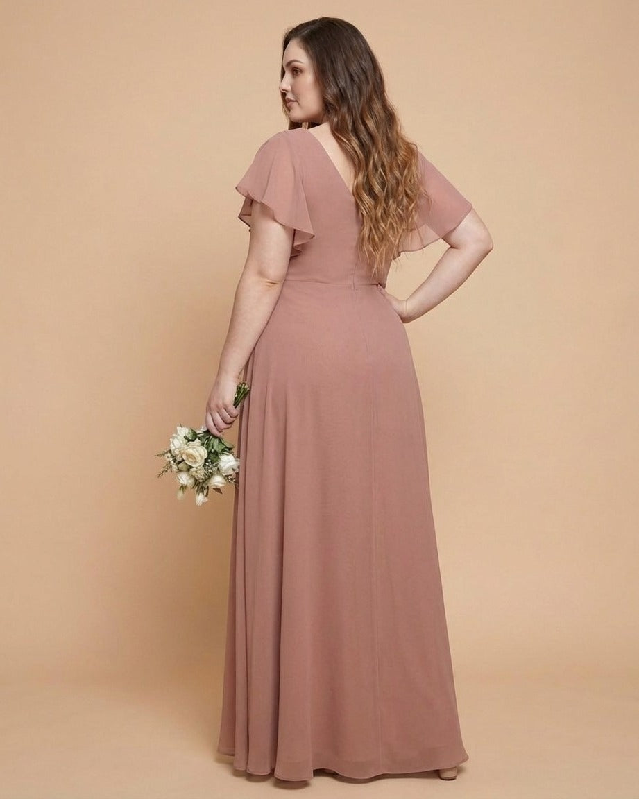 Avenleigh Plus Size Classic A-Line Chiffon Bridesmaid Dress Floor Length for Wedding - N0329