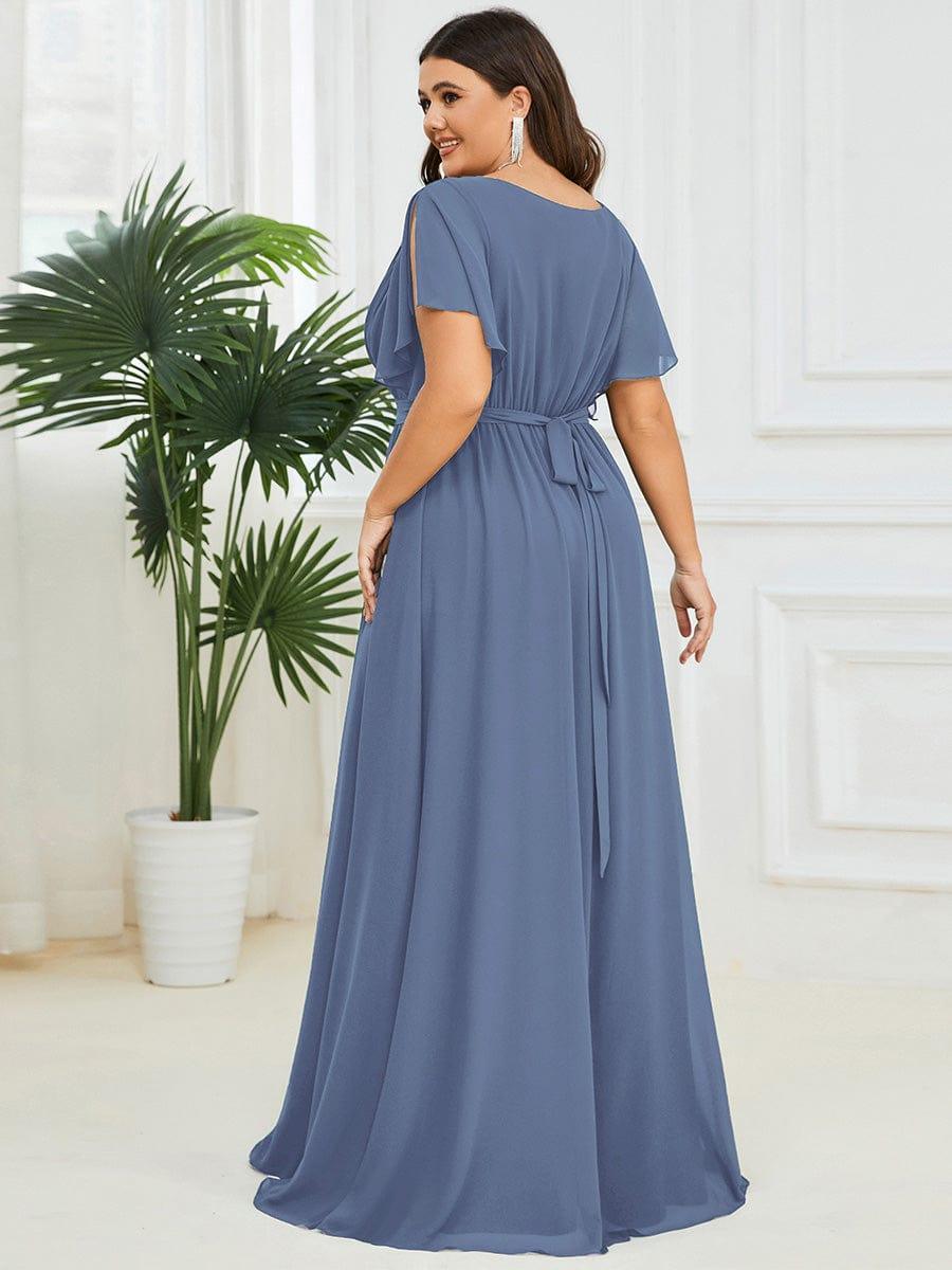 Plus Size Chiffon Tie-Waist Evening Dress
