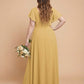 Avenleigh Graceful Modest Half Sleeve Pleated Plus Size Chiffon A-Line Bridesmaid Dress - N0342