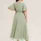 Plus Size Chiffon Ruffle Sleeve Formal Dress