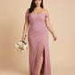 Elanthia Plus Size Romantic Sheath Bridesmaid Dress with Off Shoulder for Wedding -N0347