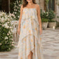 Romantic Floral A-Line Bridesmaid Dress with Flowing Tiered Skirt