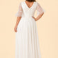 Plus Size Chiffon A-Line Bride Wedding Dress with Embroidered Detail