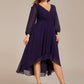 Plus Size Chiffon A-Line 3/4 Sleeves Asymmetrical Hem Wedding Guest Dress