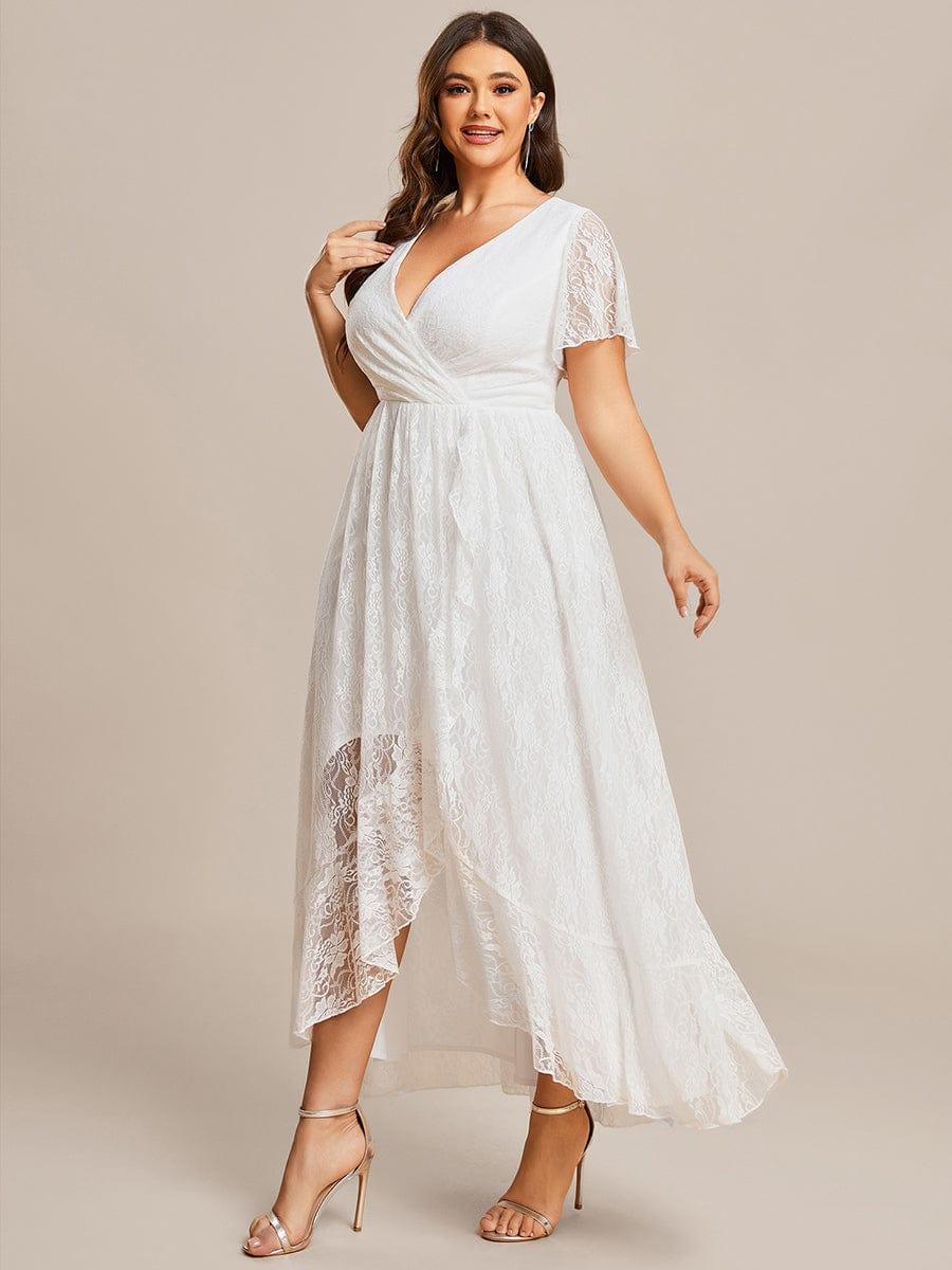 Plus Size Ruffled Lace Formal Evening Dress